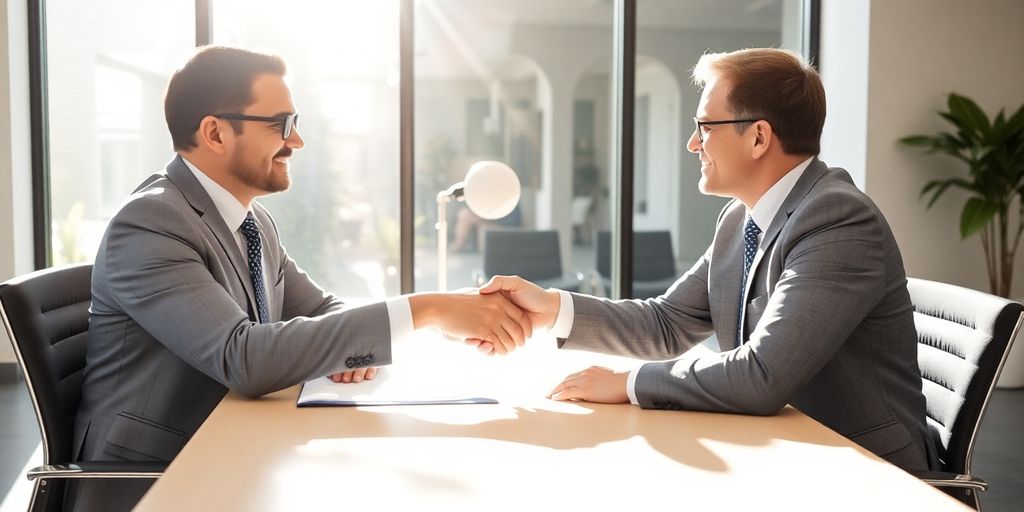 A person shaking hands with a medical insurance broker.