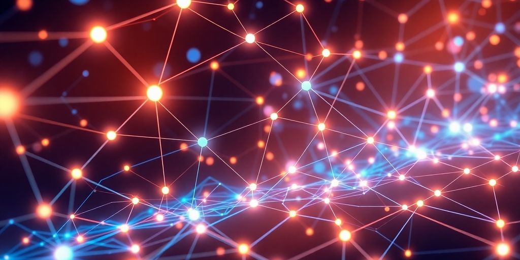 Illustrative image of interconnected nodes and digital networks.