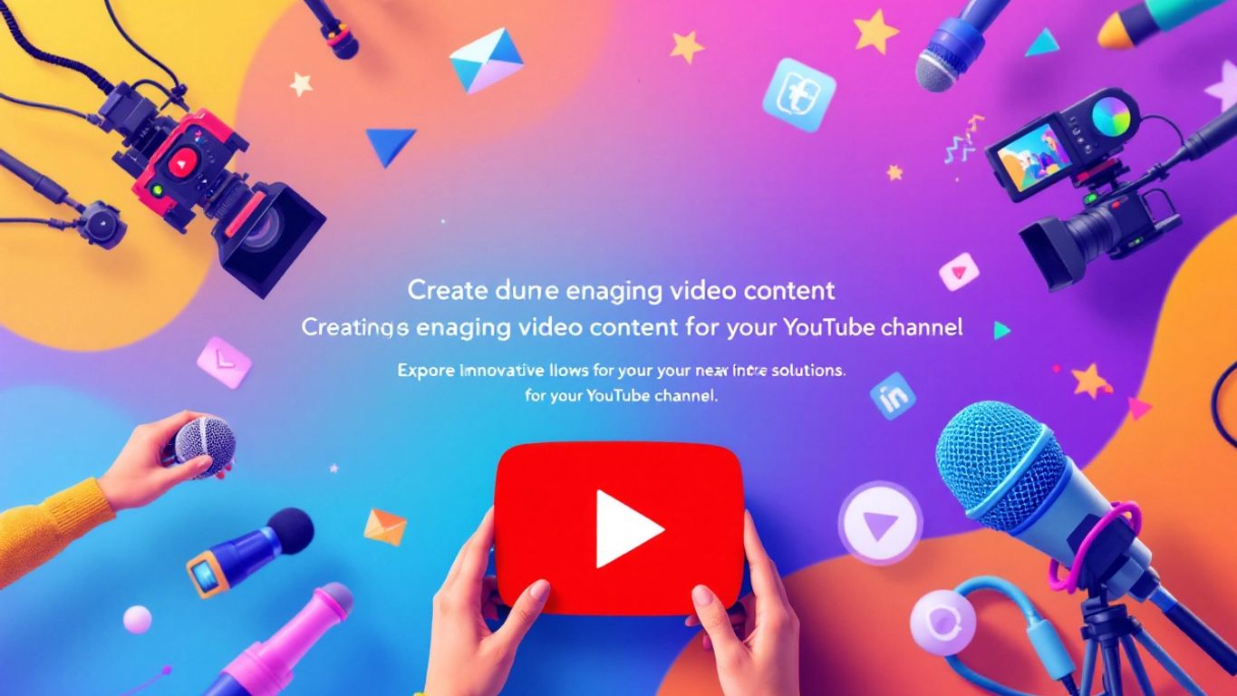 YouTube play button with video production elements.