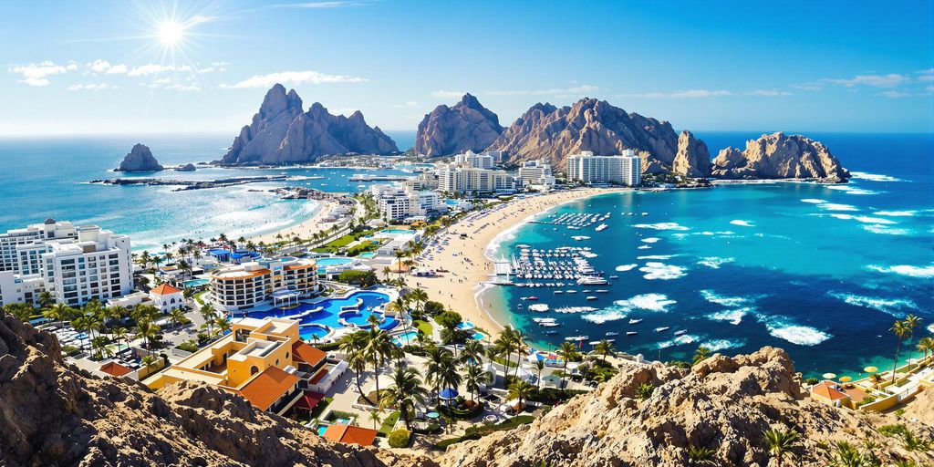 Luxurious resorts and beaches in Cabo San Lucas.