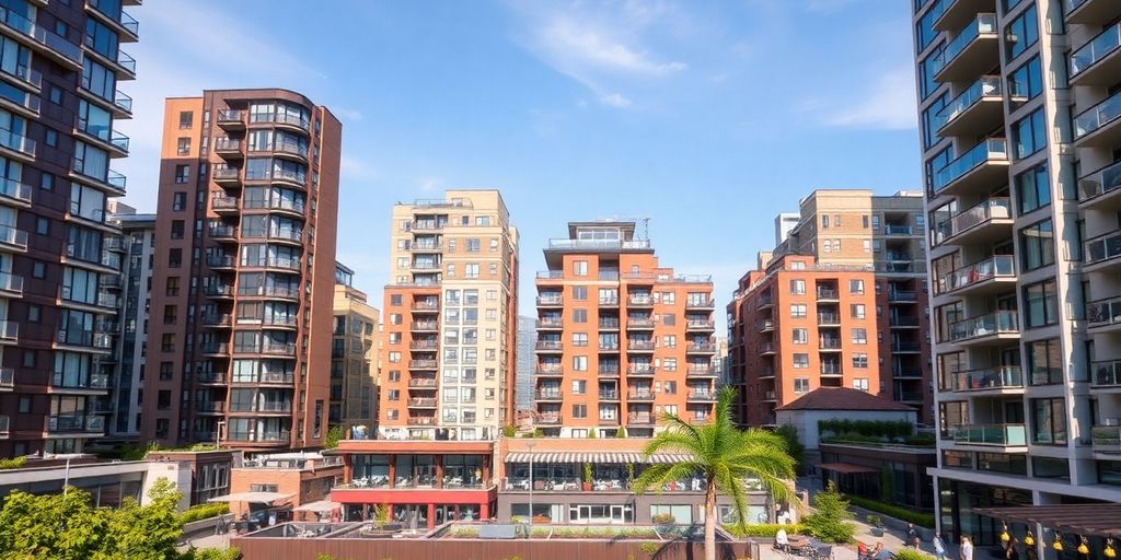 Modern skyline illustrating fractionalized real estate ownership.