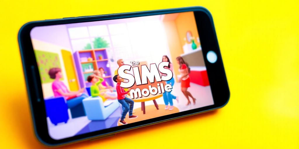 Les Sims Mobile sur un écran de téléphone.