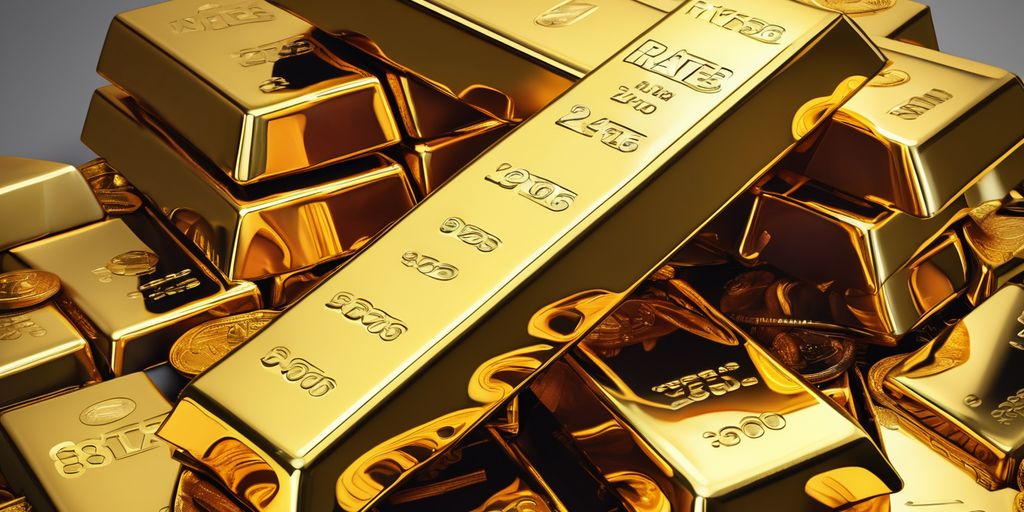 gold bars and inflation graph with negative interest rates background
