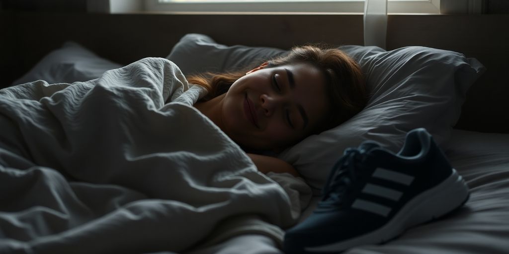 Person sleeping soundly after exercising.