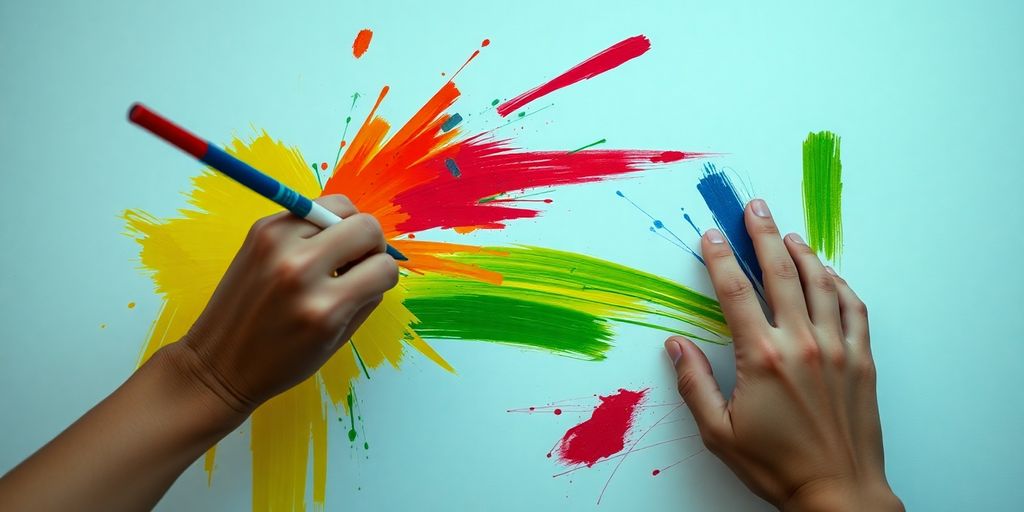 Person painting emotions onto canvas.