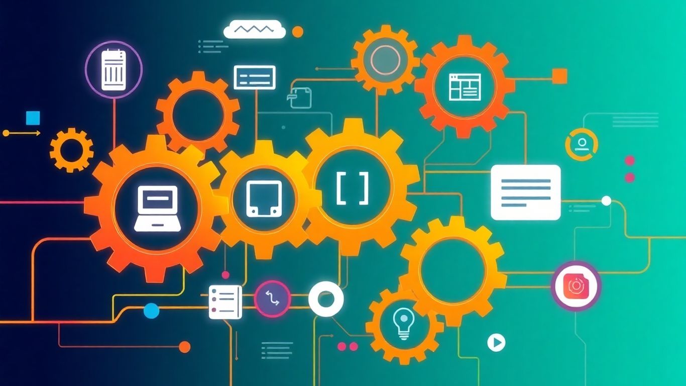 Infographic of interconnected digital tools and data streams.