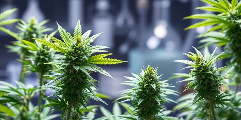 Илюстрация на канабис с HHC и THC нива.