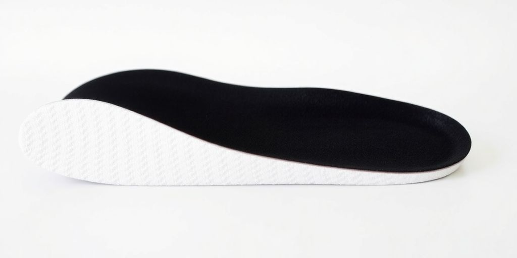 Close-up of a cushioned foam insole on a surface.
