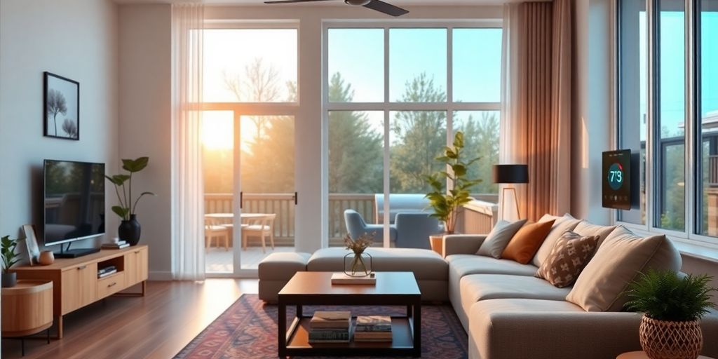 Modern connected home with integrated smart devices and technology.