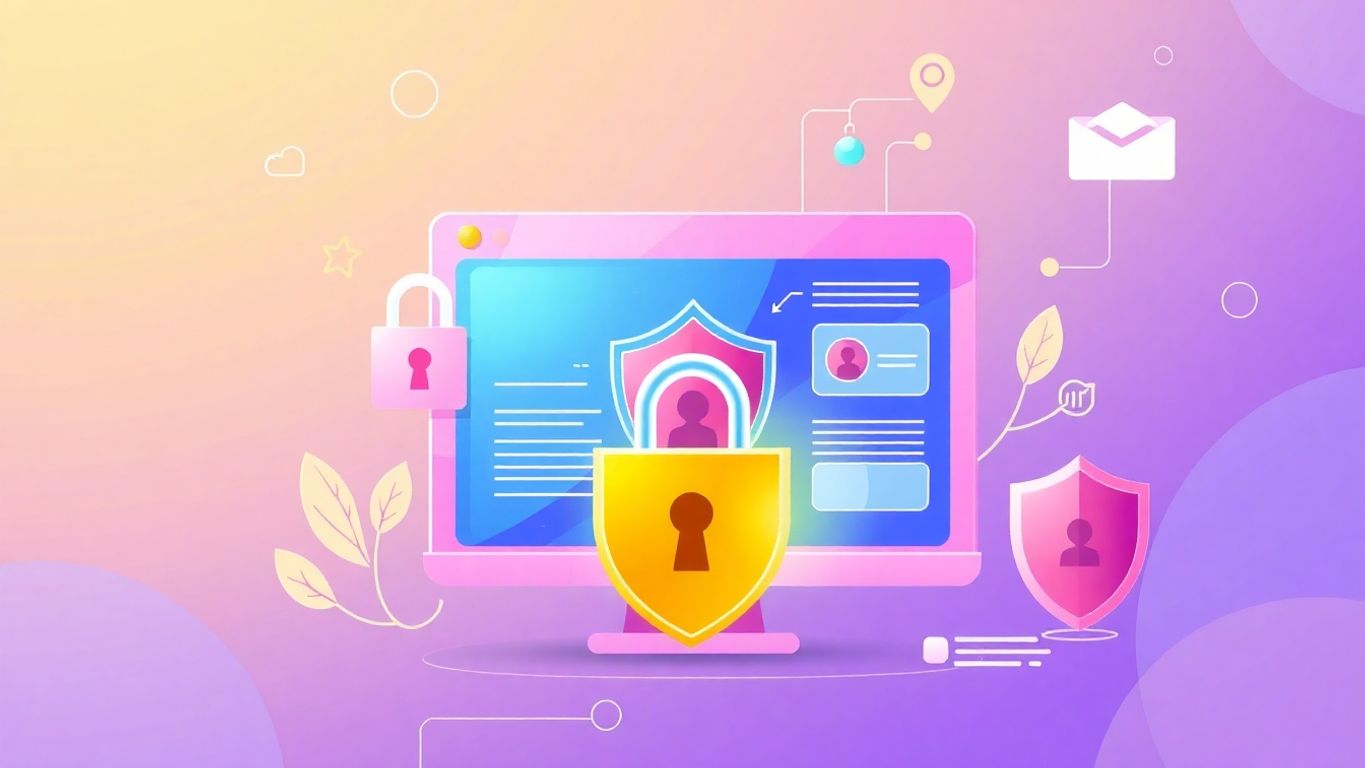 Illustration of a secure website environment with a padlock.
