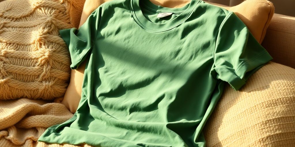 Relaxed-fit t-shirt on a soft surface, inviting comfort.