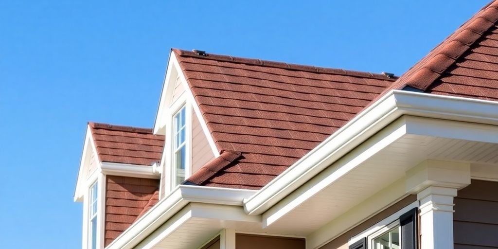 Well-maintained roof with clean gutters and siding.