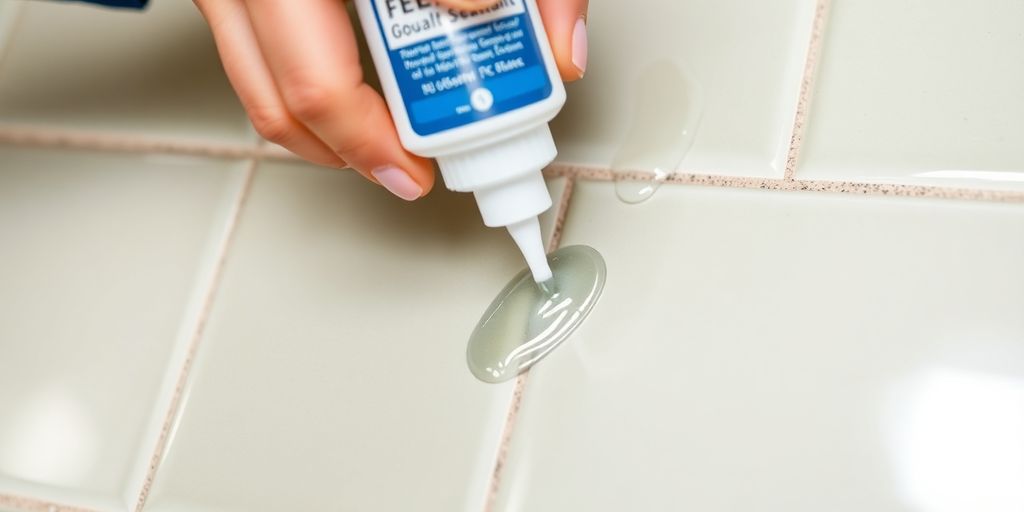 Sealing a kitchen backsplash with sealant.