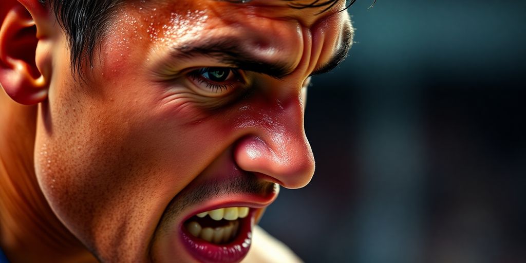 Athlete in motion, focus on intensity.