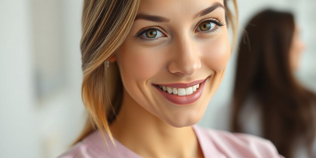 Nurse smiling, aesthetic, professional