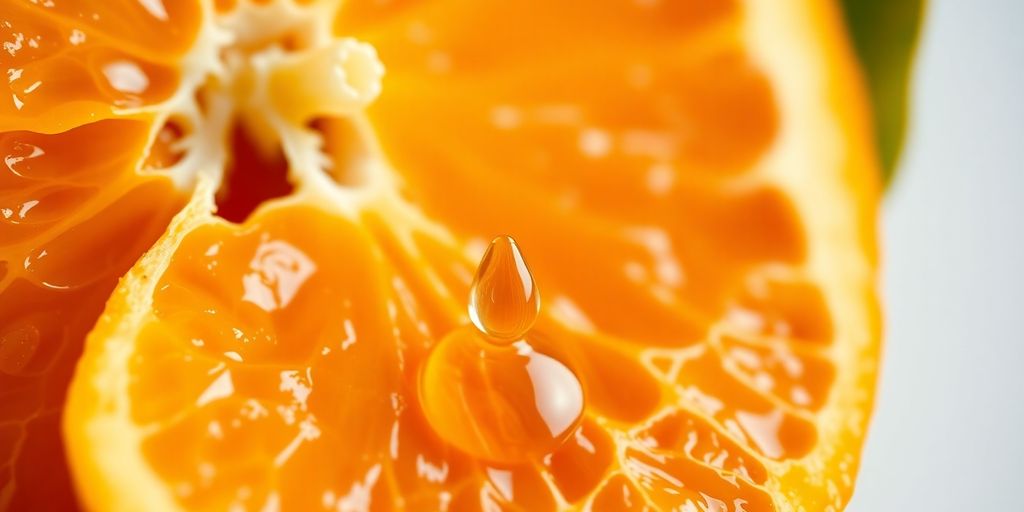 Bright yellow bergamot fruit with a glistening oil droplet.