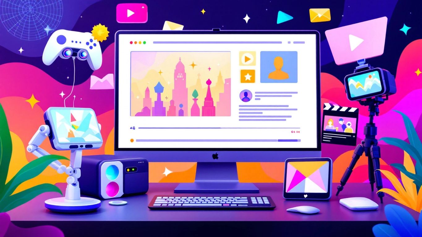 AI tools for video creation in a dynamic setup.