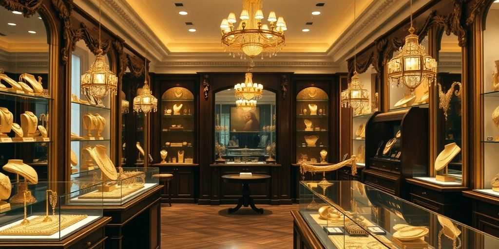 Intérieur élégant d'une boutique de rachat d'or.