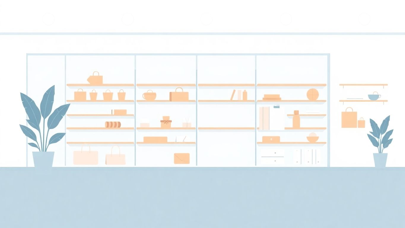 Illustrasjon av nettbutikk med moderne design.