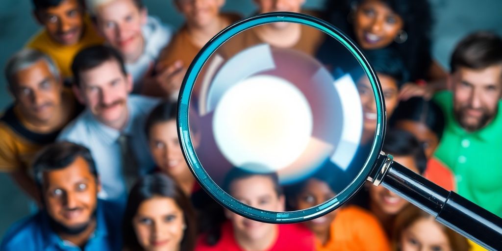 Target audience with magnifying glass.