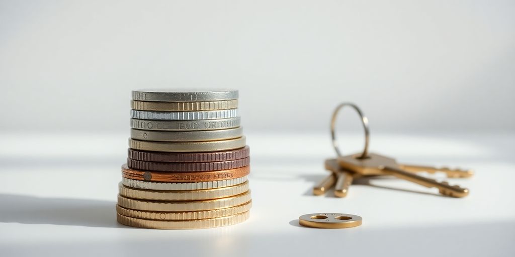 Portuguese house keys and coins.
