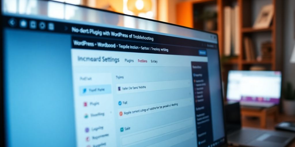 Computer screen showing WordPress dashboard with plugins.