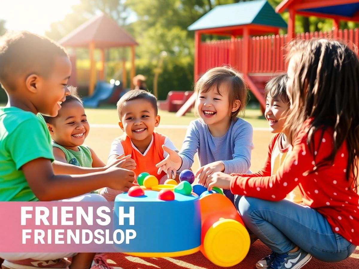 Copii jucându-se împreună pe un teren de joacă.