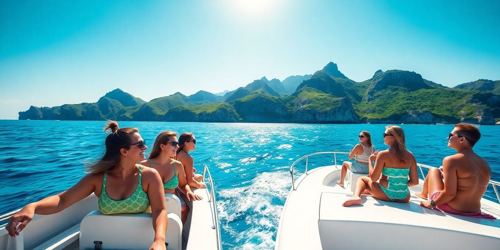 Tourists enjoying a boat ride in Cabo.