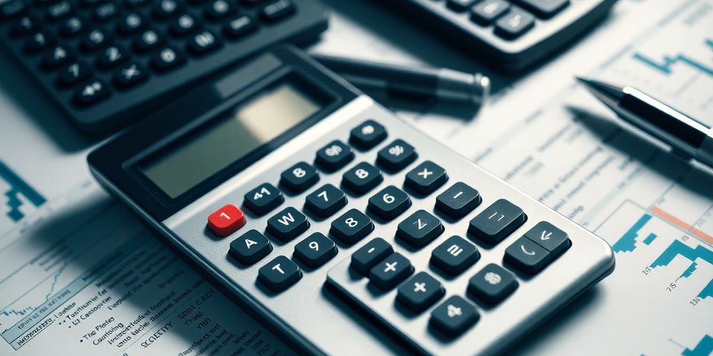 Calculator and financial documents for trading investors.