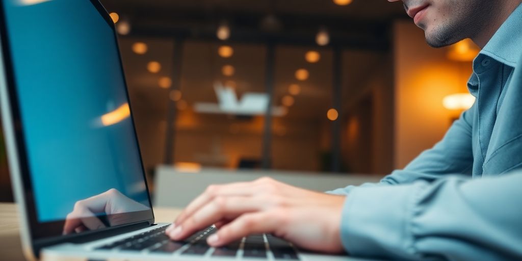 Professional busy analyzing data with laptop