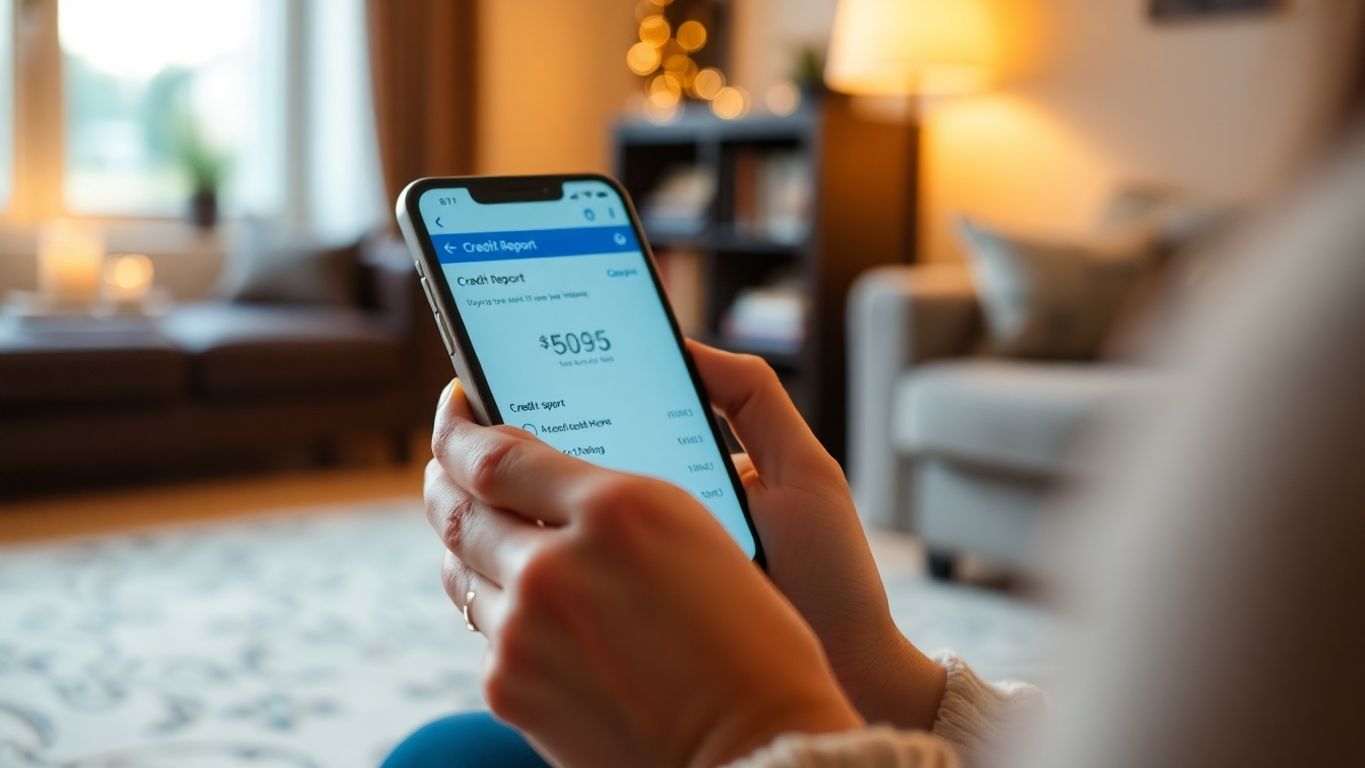 Pessoa consultando seu birô de crédito em um smartphone.