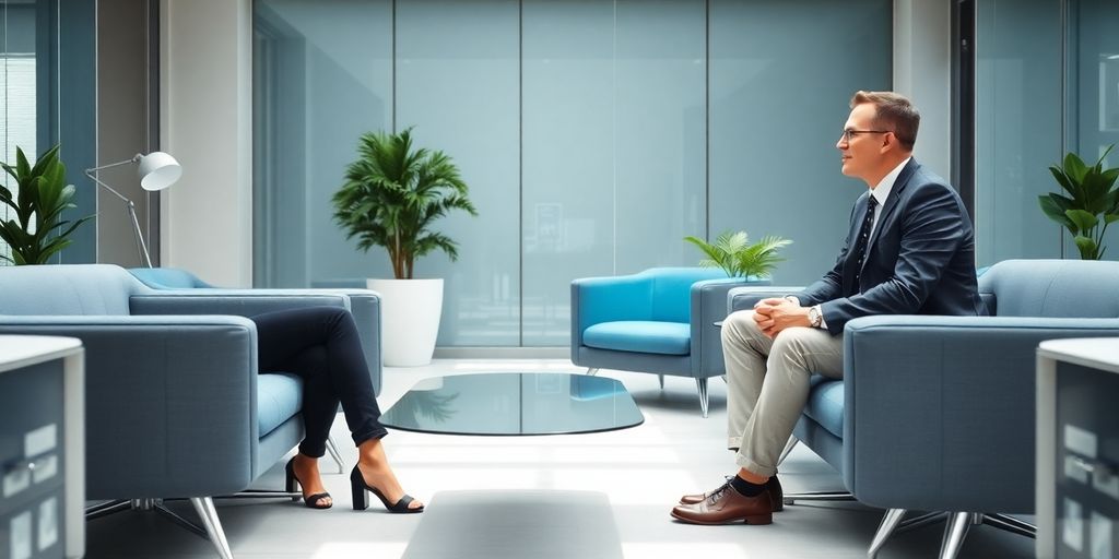 5 Vorteile von Zeitarbeit für Arbeitgeber in Südbayern Büroszene mit Personalvermittler und Bewerber im Gespräch.