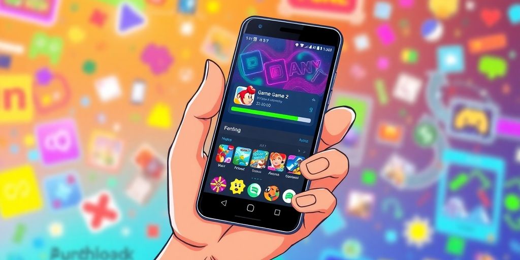 Android phone displaying game download.