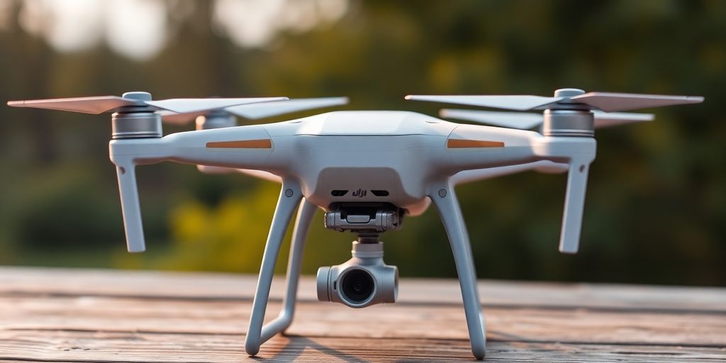Vue rapprochée d'un drone DJI Phantom 4.
