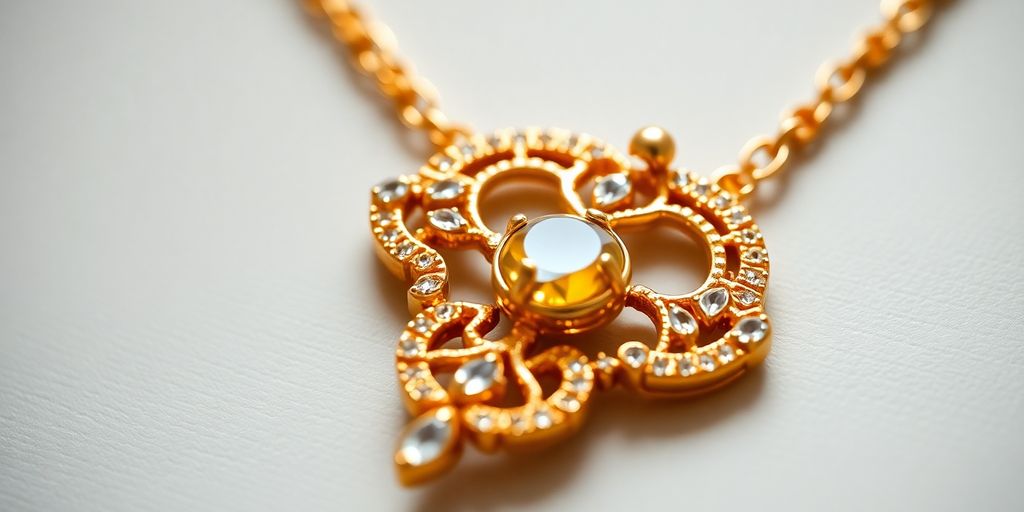 Un bijou en or brillant sur fond neutre.