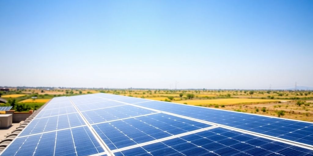 Panneaux solaires sur un toit africain