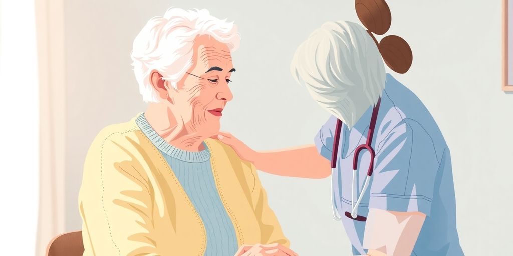 Caregiver showing compassion and professionalism.