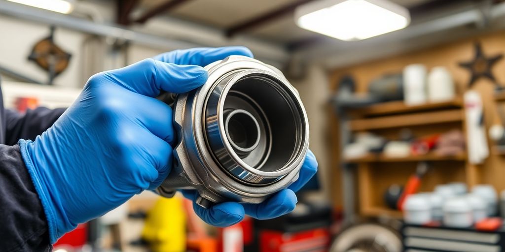 Mechanic holding a Fiat 500 car part