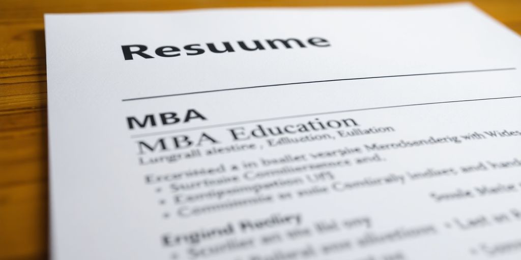 Polished resume with MBA education highlighted.