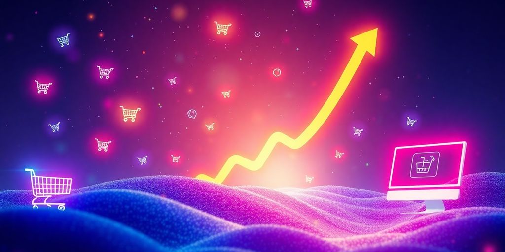 E-commerce store launch blueprint with digital elements.
