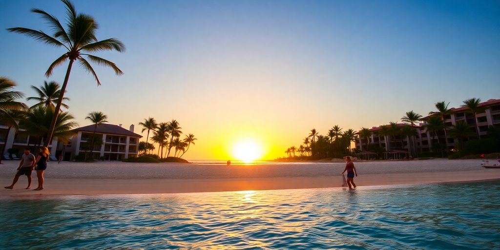 Hermoso resort en Cabo México con playa y palmeras.