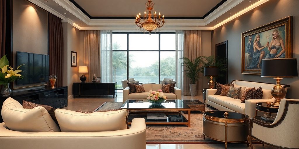 Luxurious home interior with elegant furnishings and decor.