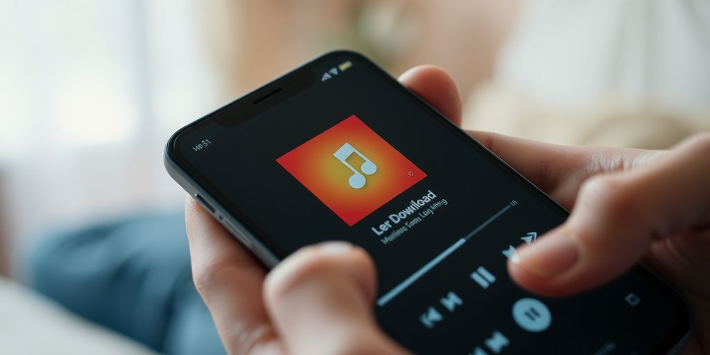 Phone, music notes, and a download icon.