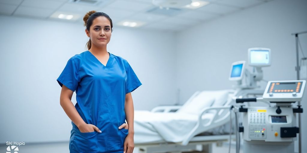 Nurse working in a hospital room