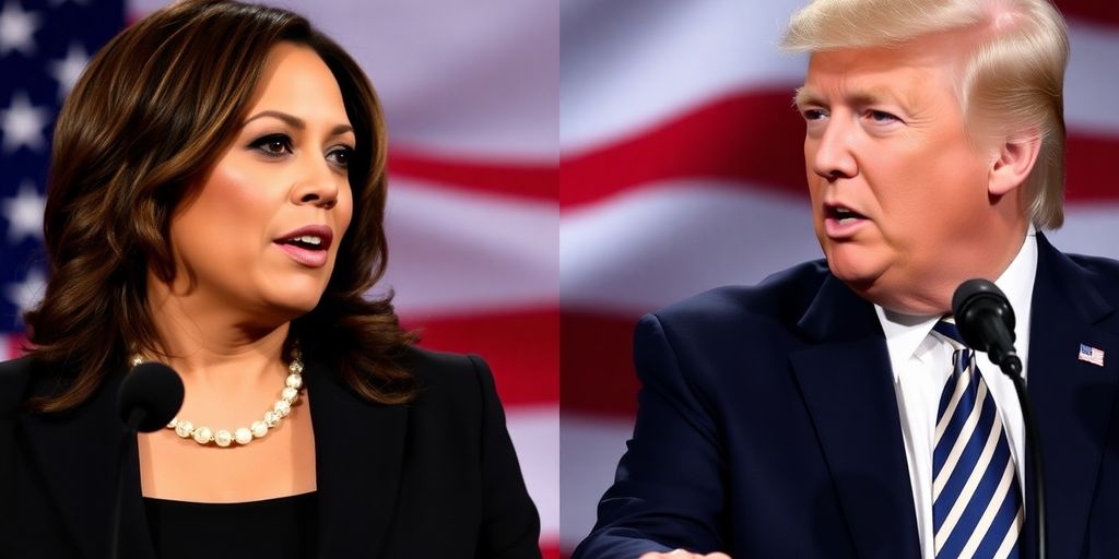 Kamala Harris et Donald Trump dans un cadre de débat.