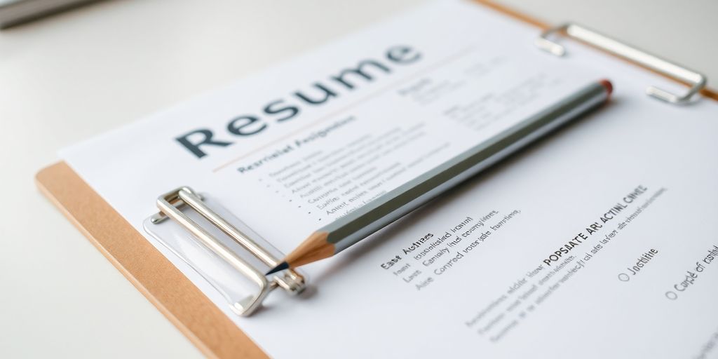 Resume on a clipboard with a pencil.