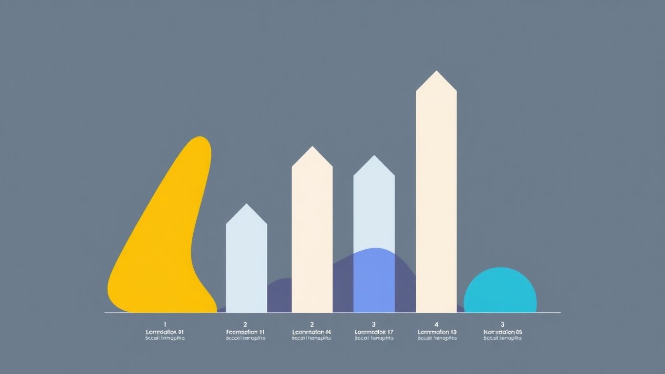 Infographic showing business growth with abstract shapes and vibrant colors.