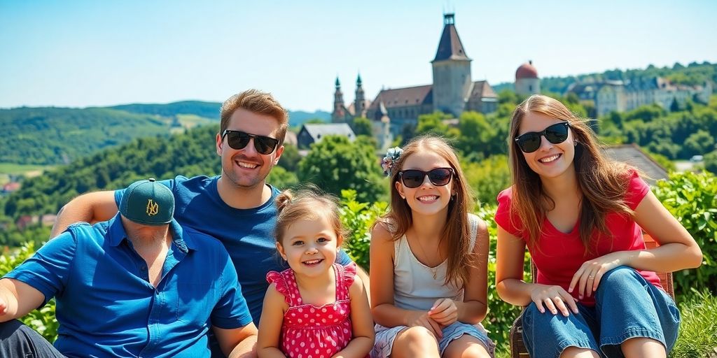 Familie genießt Zeit im Freien in Baden-Württemberg.