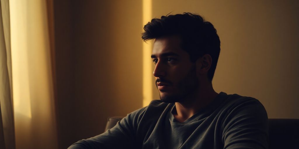 Man in thought, reflecting on psychological factors affecting libido.
