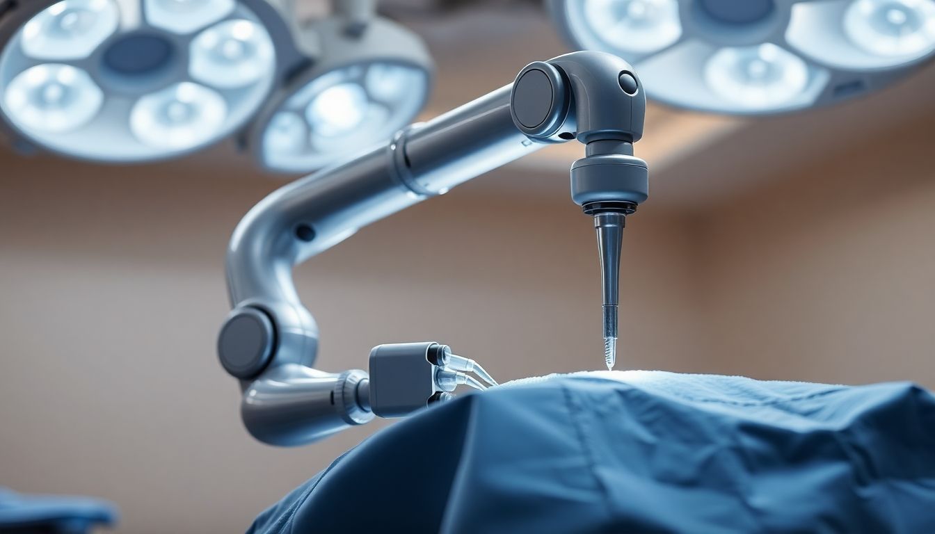 Robotic arm operating on patient.
